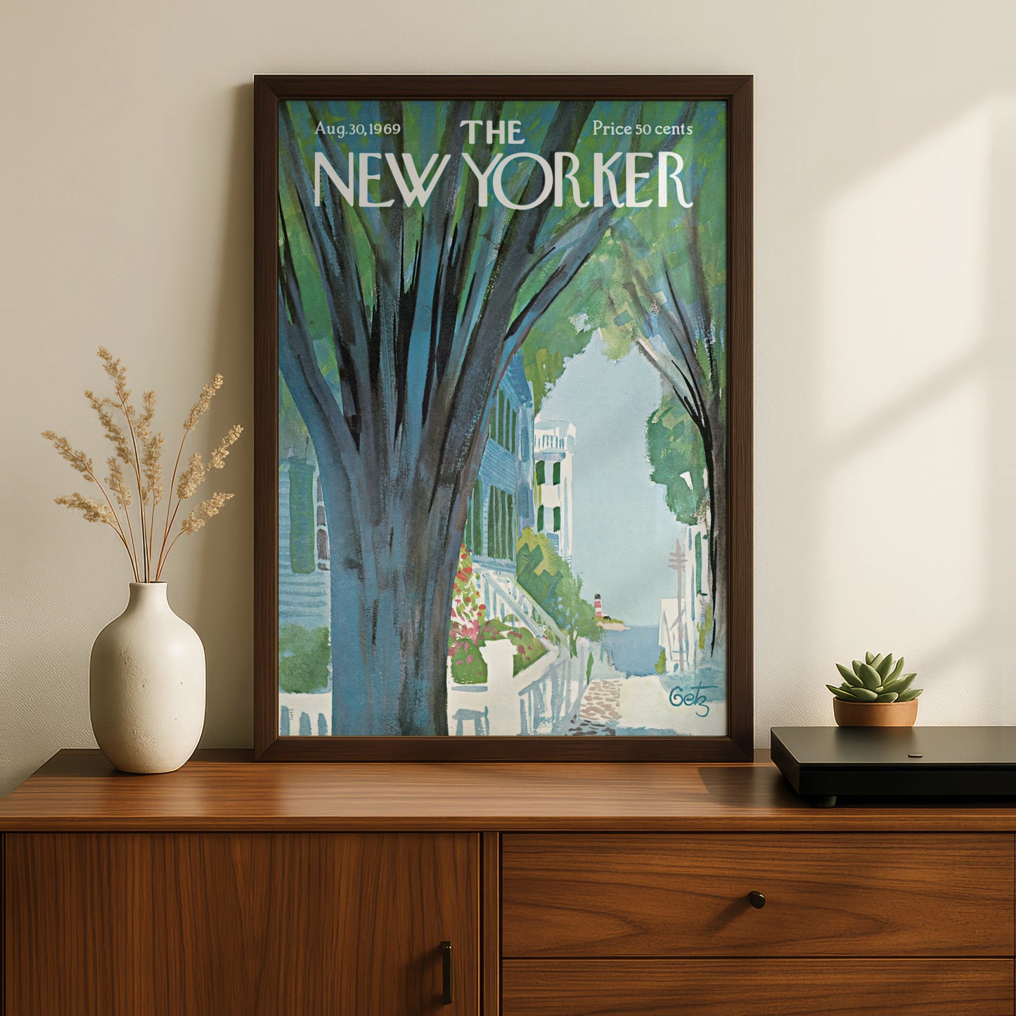 The New Yorker 1969 Poster, Coastal Summer Art, Lighthouse Wall Art Print, Getz Cover