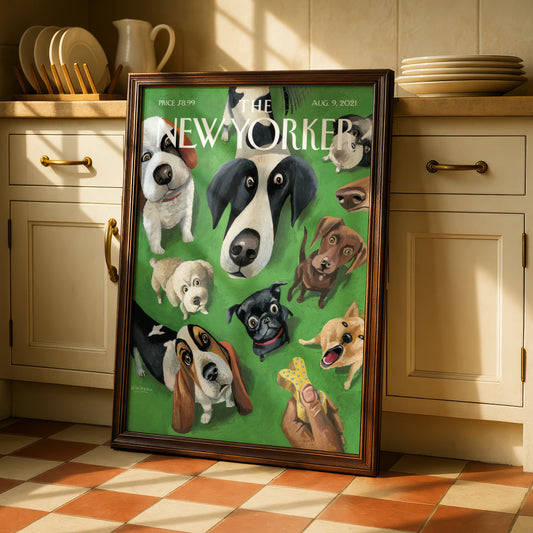 The New Yorker Dog Poster, Cute Dogs Wall Art, Puppy Cover Print, Pet Lover Gift