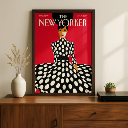 Fashion Woman Polka Dot Red Poster, Vintage Editorial Wall Art wall art print