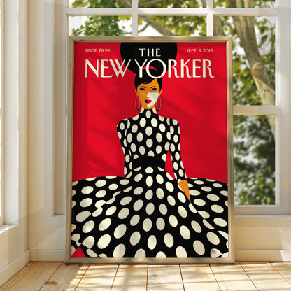 Fashion Woman Polka Dot Red Poster, Vintage Editorial Wall Art wall art print