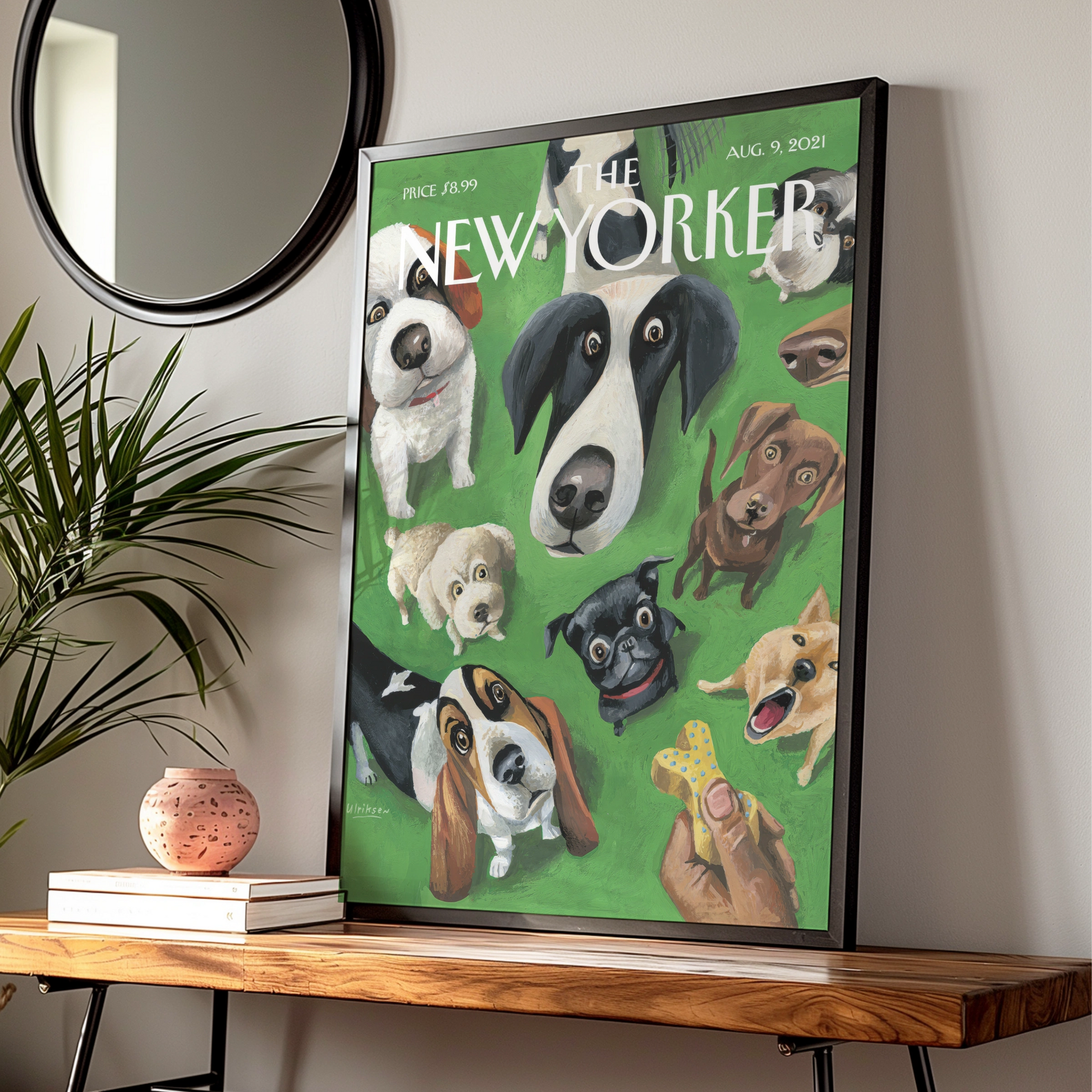 The New Yorker Dog Poster, Cute Dogs Wall Art, Puppy Cover Print, Pet Lover Gift