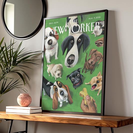 The New Yorker Dog Poster, Cute Dogs Wall Art, Puppy Cover Print, Pet Lover Gift