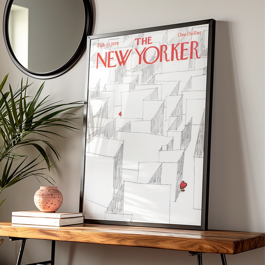 The New Yorker Poster, Valentine Maze Heart Art Print, 1978 Cover Wall Art Gift