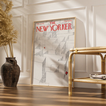The New Yorker Poster, Valentine Maze Heart Art Print, 1978 Cover Wall Art Gift