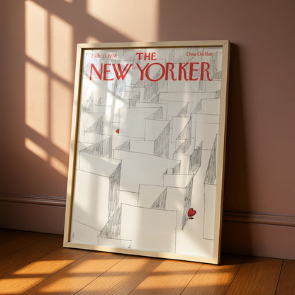 The New Yorker Poster, Valentine Maze Heart Art Print, 1978 Cover Wall Art Gift