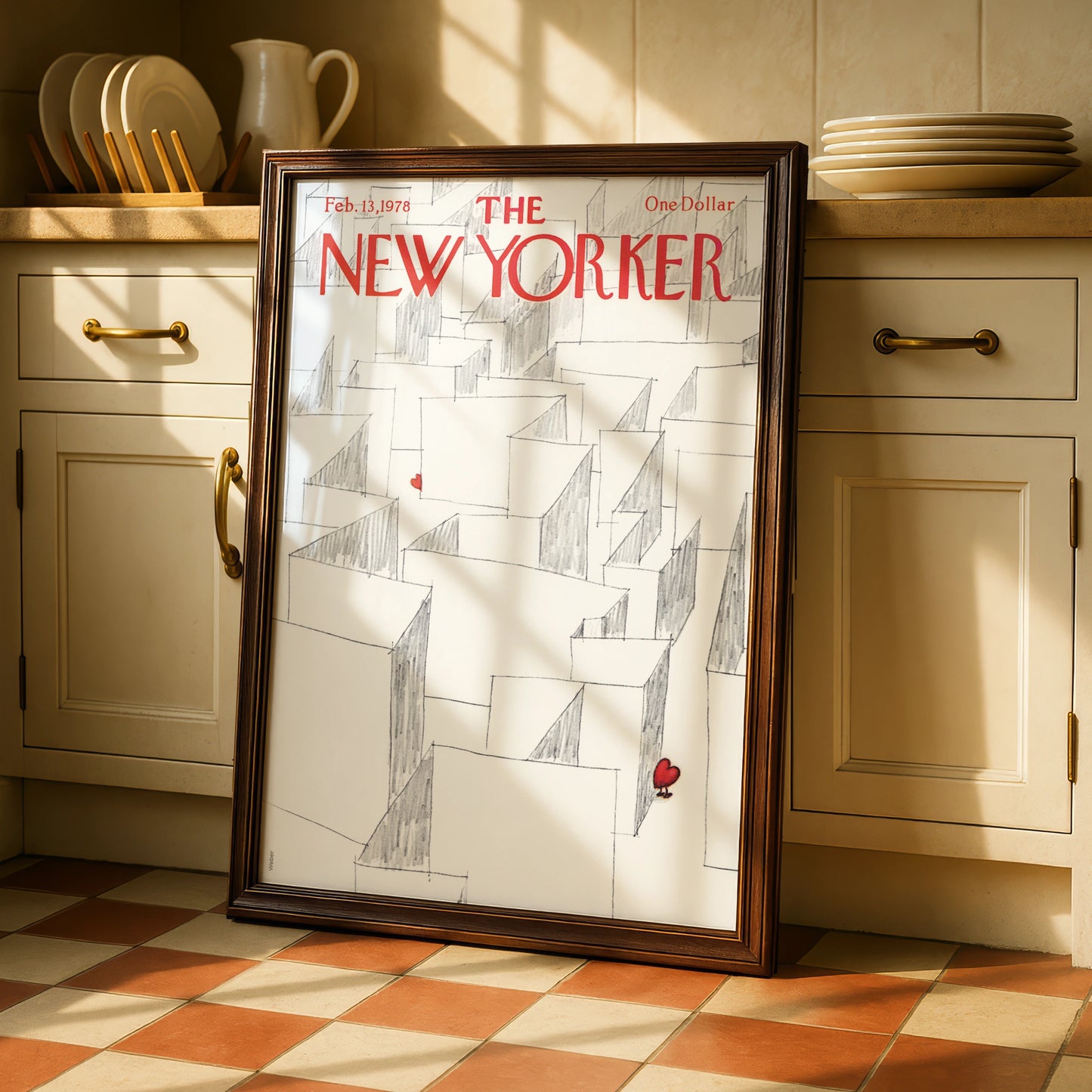 The New Yorker Poster, Valentine Maze Heart Art Print, 1978 Cover Wall Art Gift