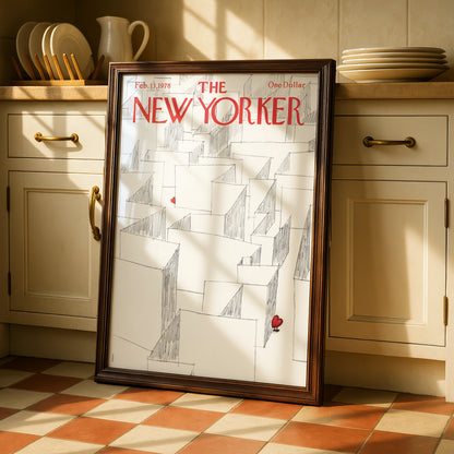 The New Yorker Poster, Valentine Maze Heart Art Print, 1978 Cover Wall Art Gift