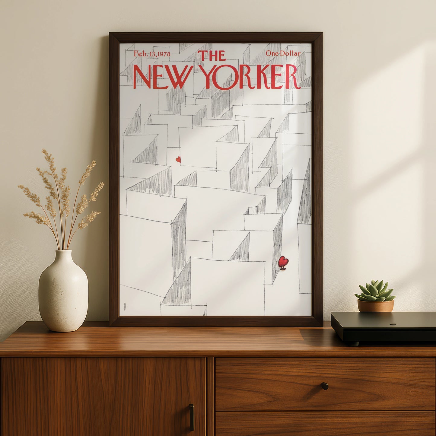 The New Yorker Poster, Valentine Maze Heart Art Print, 1978 Cover Wall Art Gift