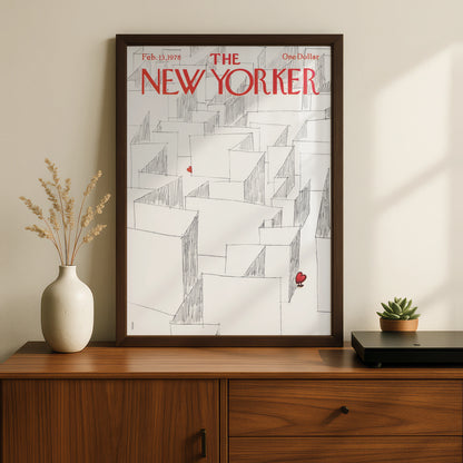 The New Yorker Poster, Valentine Maze Heart Art Print, 1978 Cover Wall Art Gift