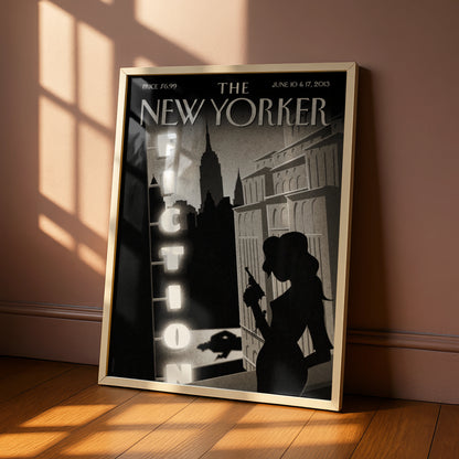 The New Yorker Poster, Fiction Issue 2013, Art Deco NYC Noir Silhouette Wall Art
