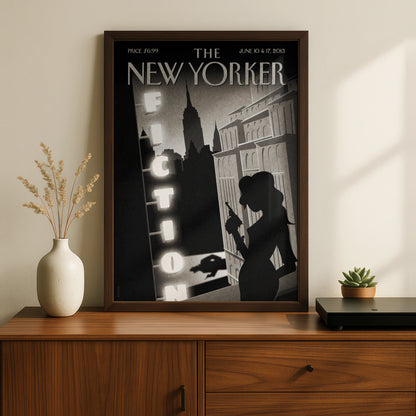 The New Yorker Poster, Fiction Issue 2013, Art Deco NYC Noir Silhouette Wall Art