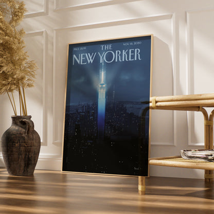 The New Yorker Poster, Empire State Building Night Art, NYC Skyline Wall Print