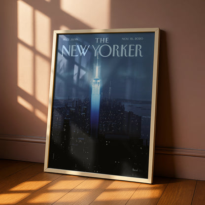 The New Yorker Poster, Empire State Building Night Art, NYC Skyline Wall Print