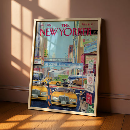 The New Yorker Poster March 1994, NYC Taxi Street Scene, New York City Wall Art