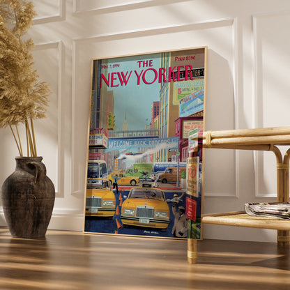 The New Yorker Poster March 1994, NYC Taxi Street Scene, New York City Wall Art