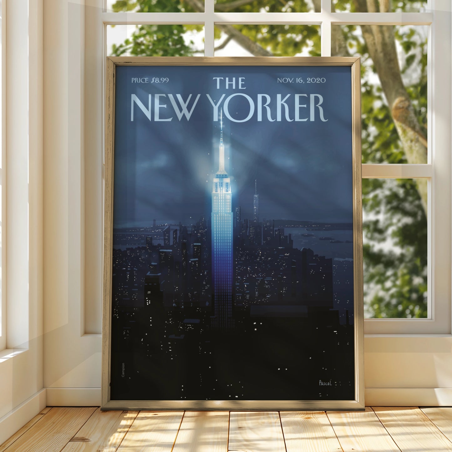The New Yorker Poster, Empire State Building Night Art, NYC Skyline Wall Print