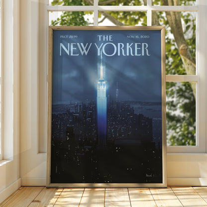 The New Yorker Poster, Empire State Building Night Art, NYC Skyline Wall Print