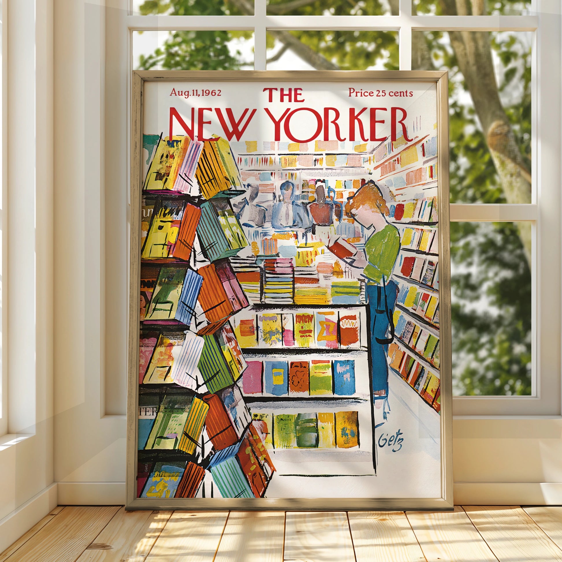 The New Yorker 1962 Bookshop Cover Poster, Vintage Magazine Wall Art Print
