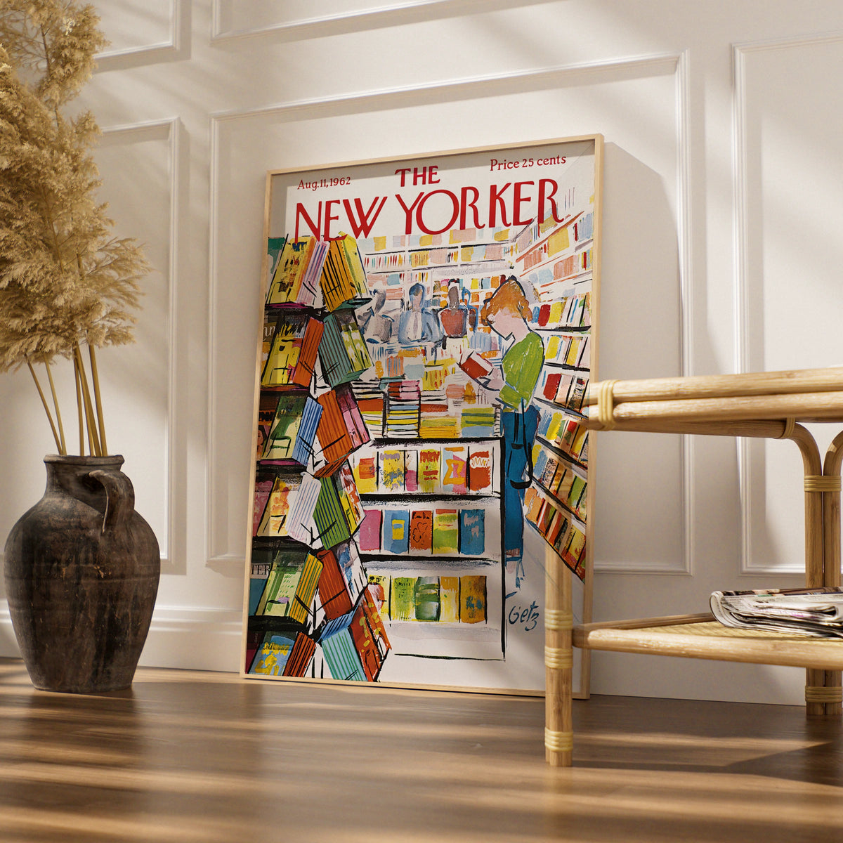 The New Yorker 1962 Bookshop Cover Poster, Vintage Magazine Wall Art Print