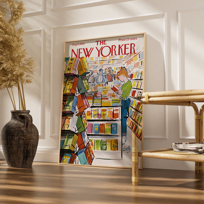 The New Yorker 1962 Bookshop Cover Poster, Vintage Magazine Wall Art Print