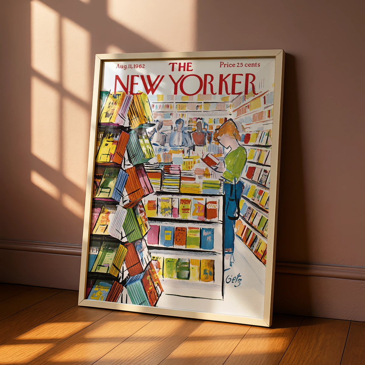 The New Yorker 1962 Bookshop Cover Poster, Vintage Magazine Wall Art Print