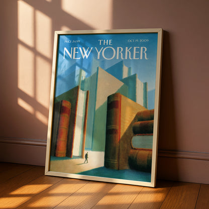 The New Yorker Book City Poster, Giant Books Wall Art, Library Print, Reader Gift