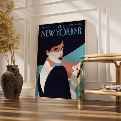 The New Yorker Cover Poster, June 2016 Elegant Woman Art Print, Retro Magazine Wall Art