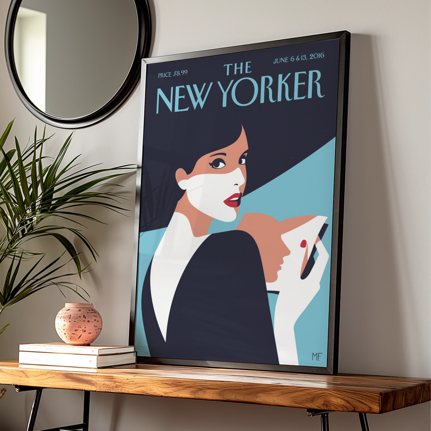 The New Yorker Cover Poster, June 2016 Elegant Woman Art Print, Retro Magazine Wall Art