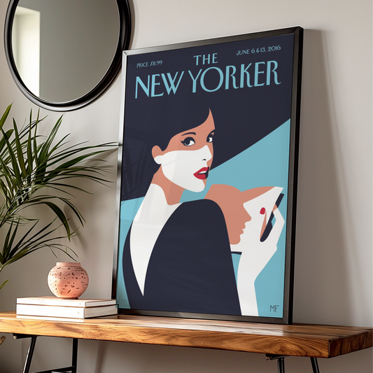 The New Yorker Cover Poster, June 2016 Elegant Woman Art Print, Retro Magazine Wall Art