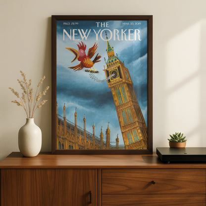 The New Yorker Poster, Big Ben London Art Print, Brexit Rooster Cover Wall Art