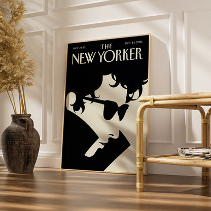 The New Yorker Oct 2016 Cover Poster, Minimalist Black Cream Magazine Wall Art Print