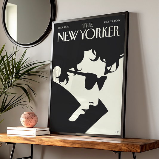 The New Yorker Oct 2016 Cover Poster, Minimalist Black Cream Magazine Wall Art Print