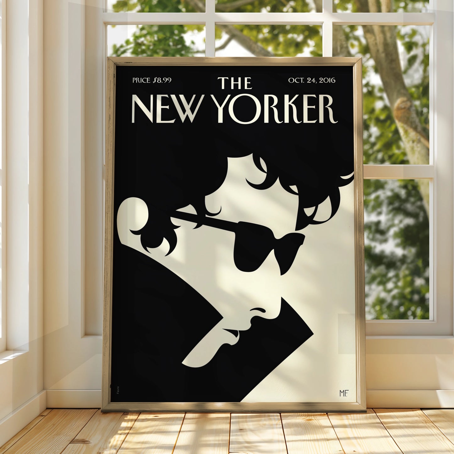 The New Yorker Oct 2016 Cover Poster, Minimalist Black Cream Magazine Wall Art Print