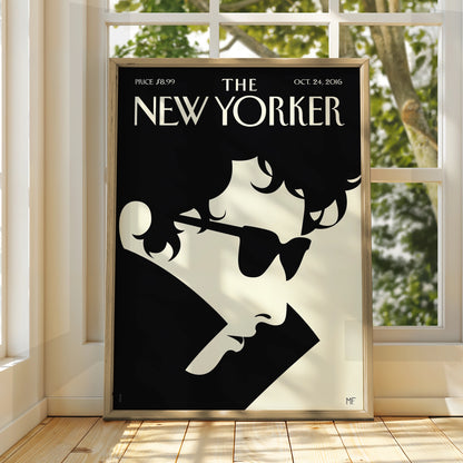The New Yorker Oct 2016 Cover Poster, Minimalist Black Cream Magazine Wall Art Print