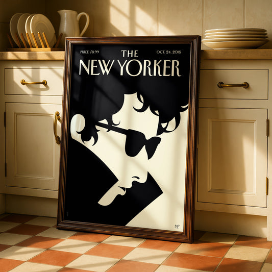 The New Yorker Oct 2016 Cover Poster, Minimalist Black Cream Magazine Wall Art Print
