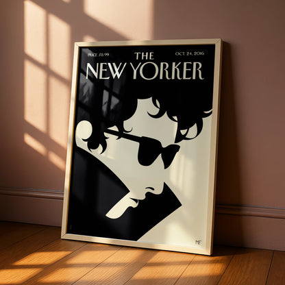 The New Yorker Oct 2016 Cover Poster, Minimalist Black Cream Magazine Wall Art Print
