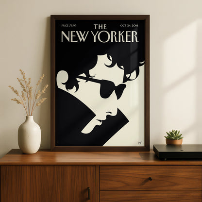 The New Yorker Oct 2016 Cover Poster, Minimalist Black Cream Magazine Wall Art Print
