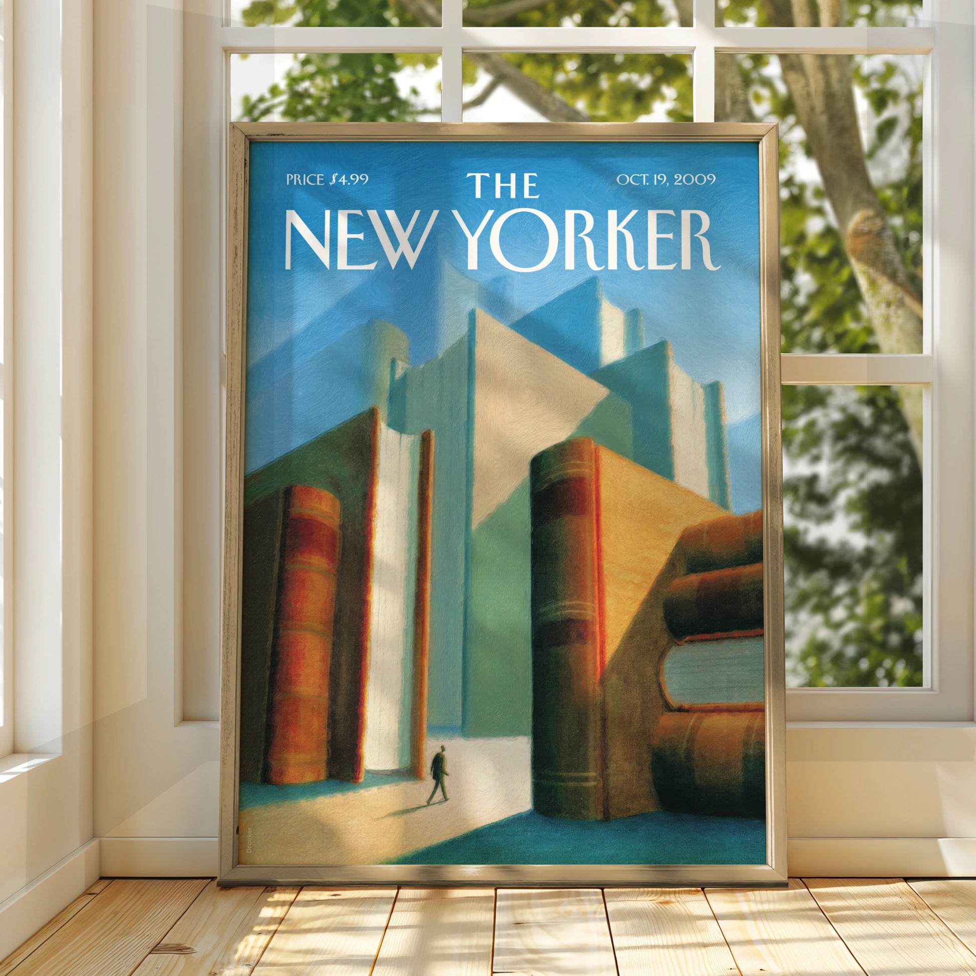 The New Yorker Book City Poster, Giant Books Wall Art, Library Print, Reader Gift