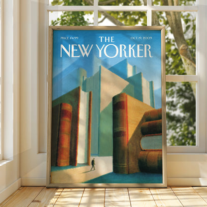 The New Yorker Book City Poster, Giant Books Wall Art, Library Print, Reader Gift