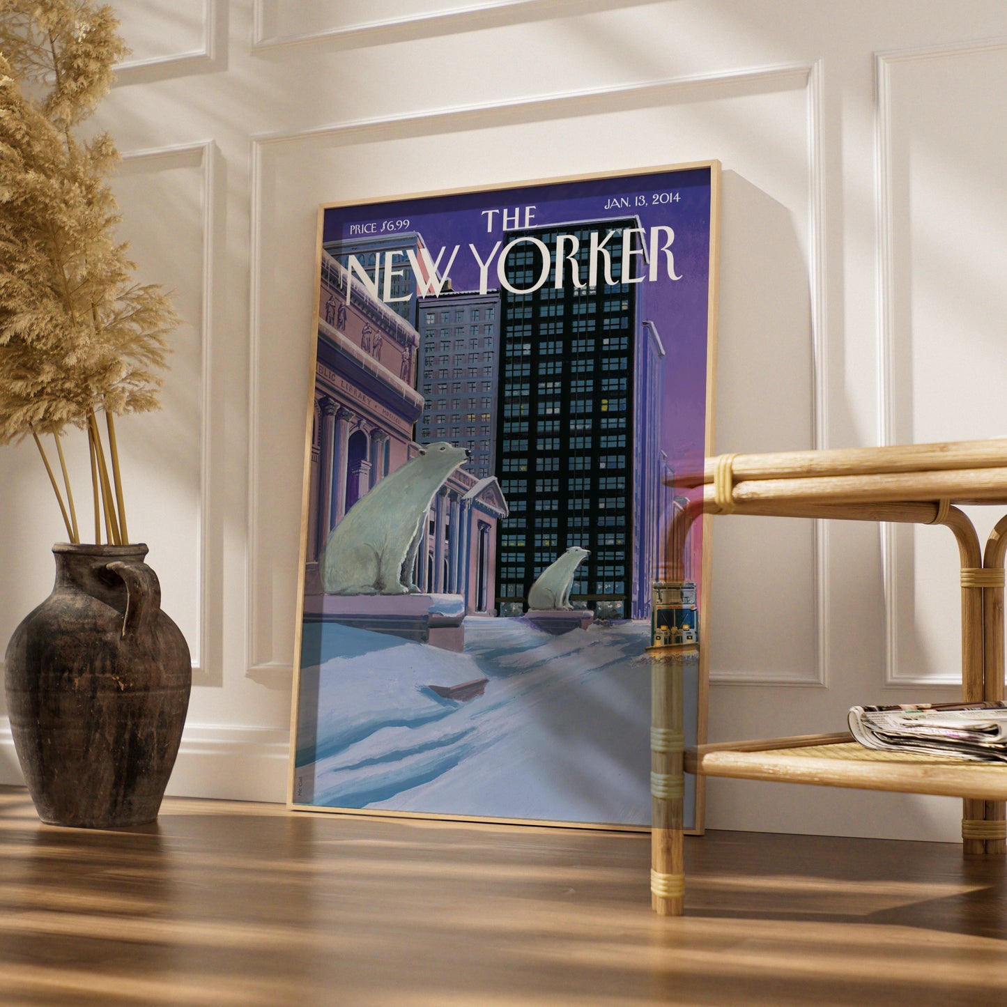 The New Yorker Polar Bear NYC Winter Cover Poster, New York City Wall Art Print