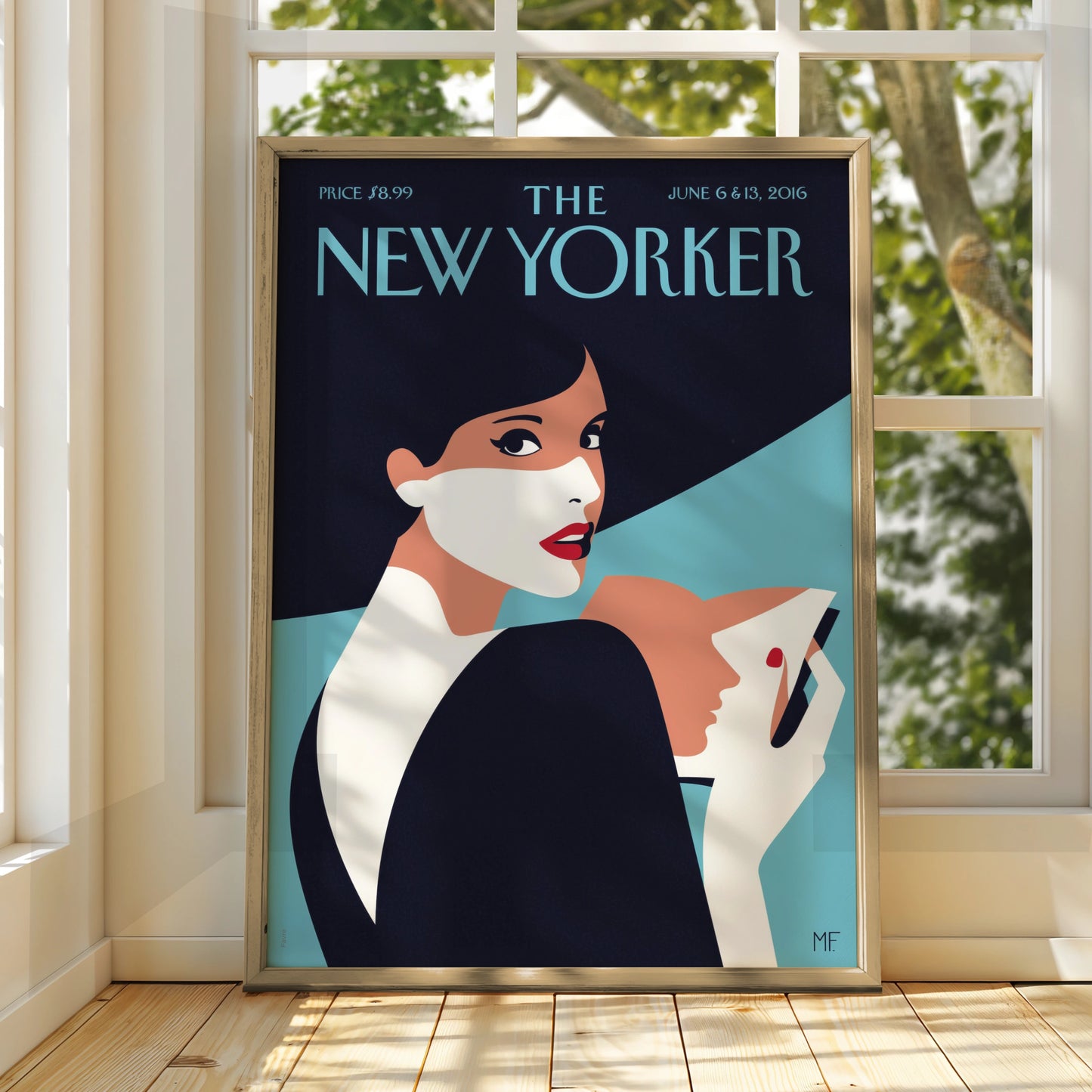 The New Yorker Cover Poster, June 2016 Elegant Woman Art Print, Retro Magazine Wall Art