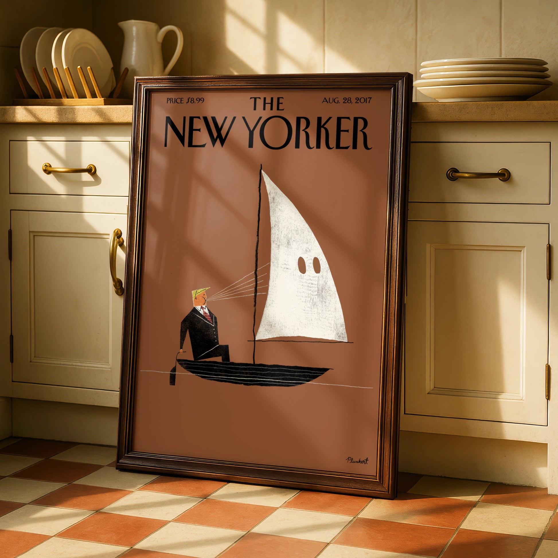 The New Yorker Cover Poster Aug 2017, Plunkert Satirical Wall Art Print