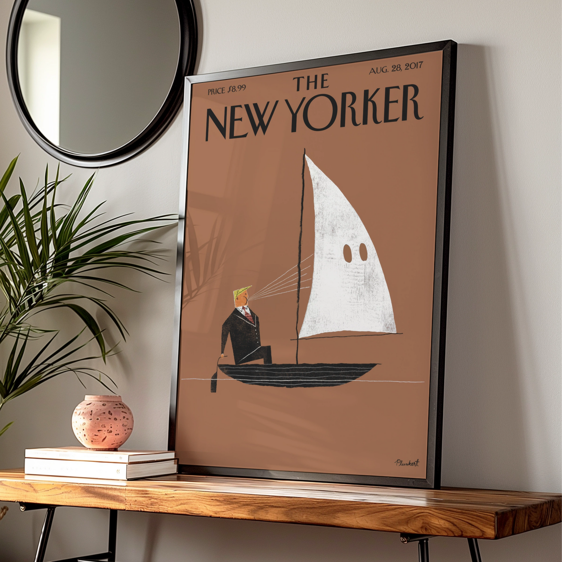 The New Yorker Cover Poster Aug 2017, Plunkert Satirical Wall Art Print