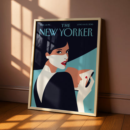 The New Yorker Cover Poster, June 2016 Elegant Woman Art Print, Retro Magazine Wall Art