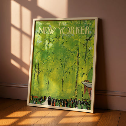 The New Yorker June 1958 Poster, Vintage Wedding Park Scene, Green Summer Wall Art