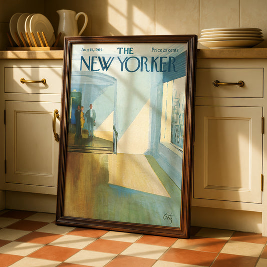 New Yorker Cover Art Poster 1964, Museum Interior Print, Vintage Mid-Century Wall Art