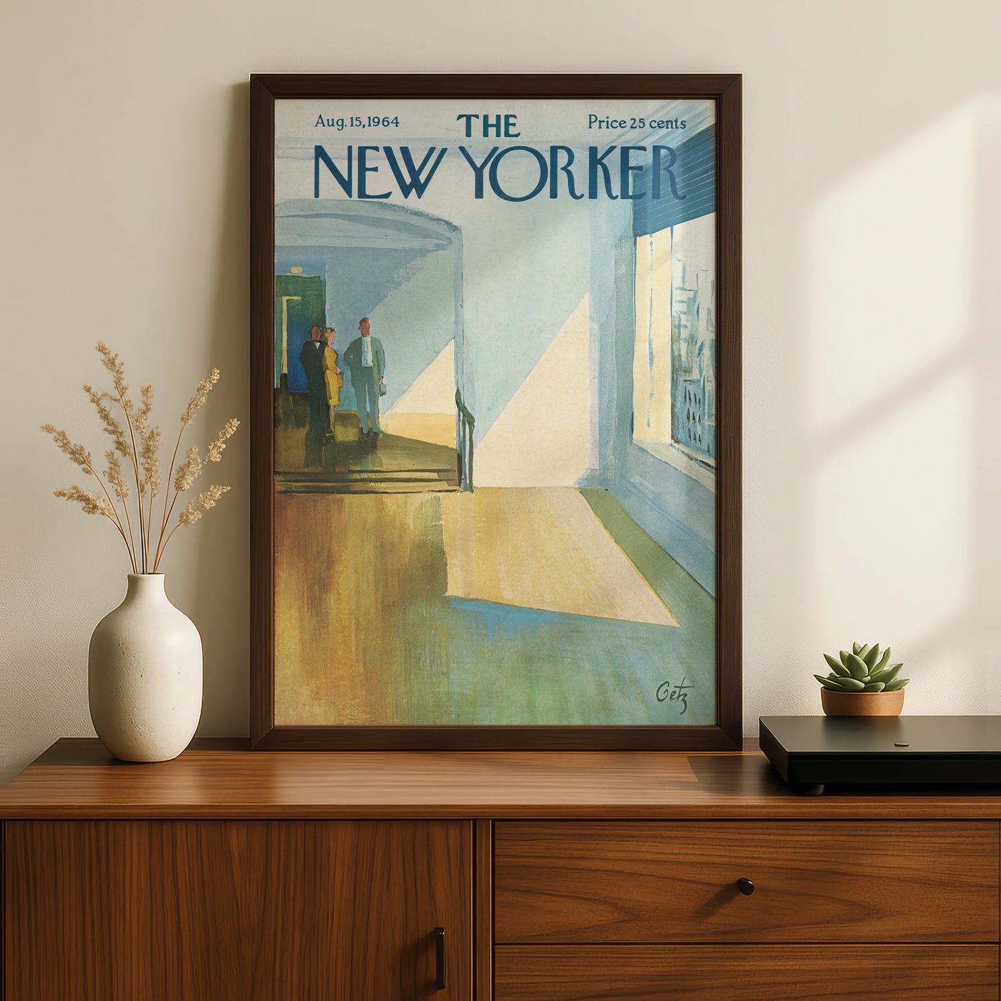 New Yorker Cover Art Poster 1964, Museum Interior Print, Vintage Mid-Century Wall Art