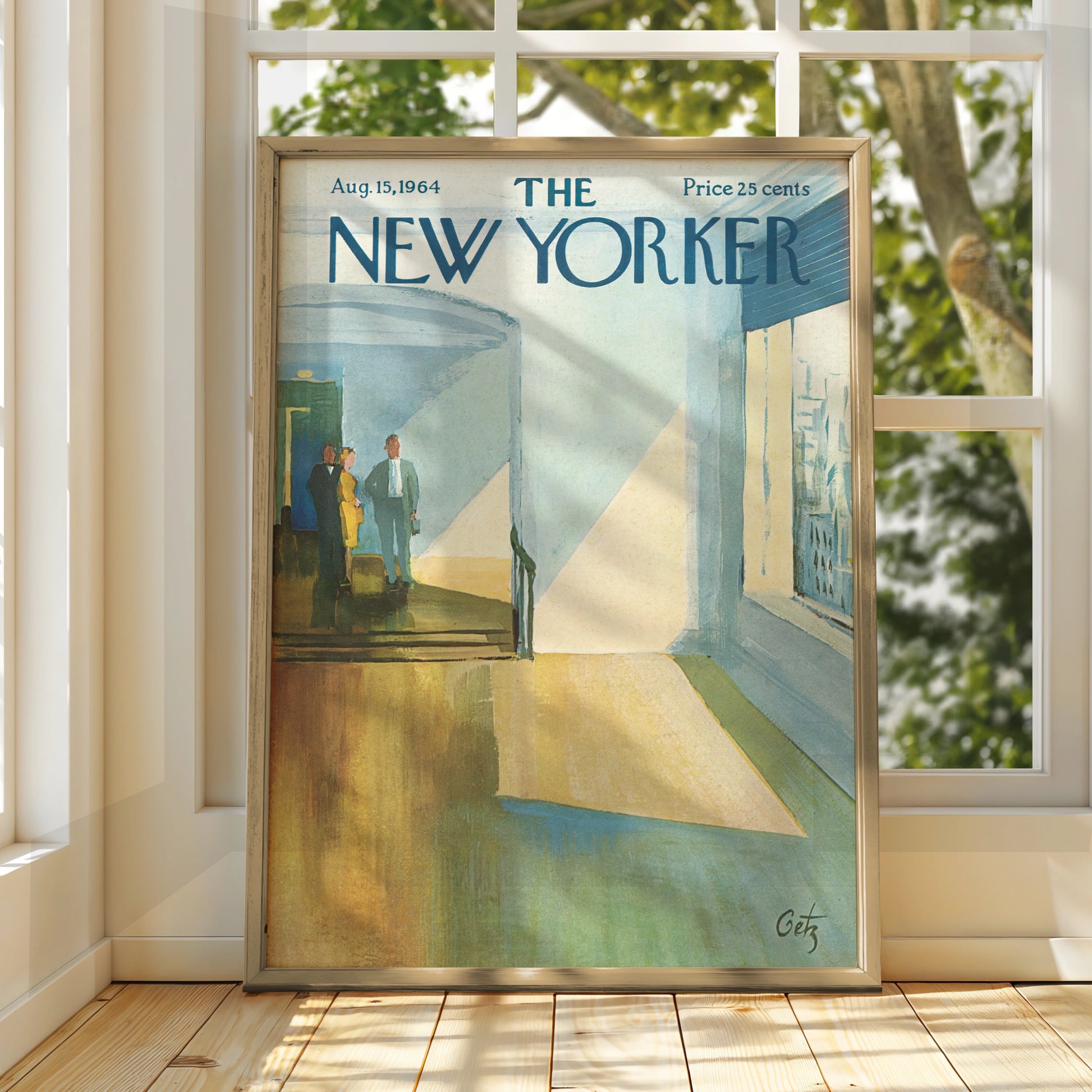New Yorker Cover Art Poster 1964, Museum Interior Print, Vintage Mid-Century Wall Art