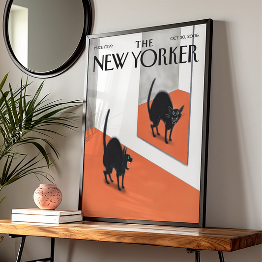 The New Yorker Halloween Black Cat Mirror Poster, October 2006 Cover Wall Art Print