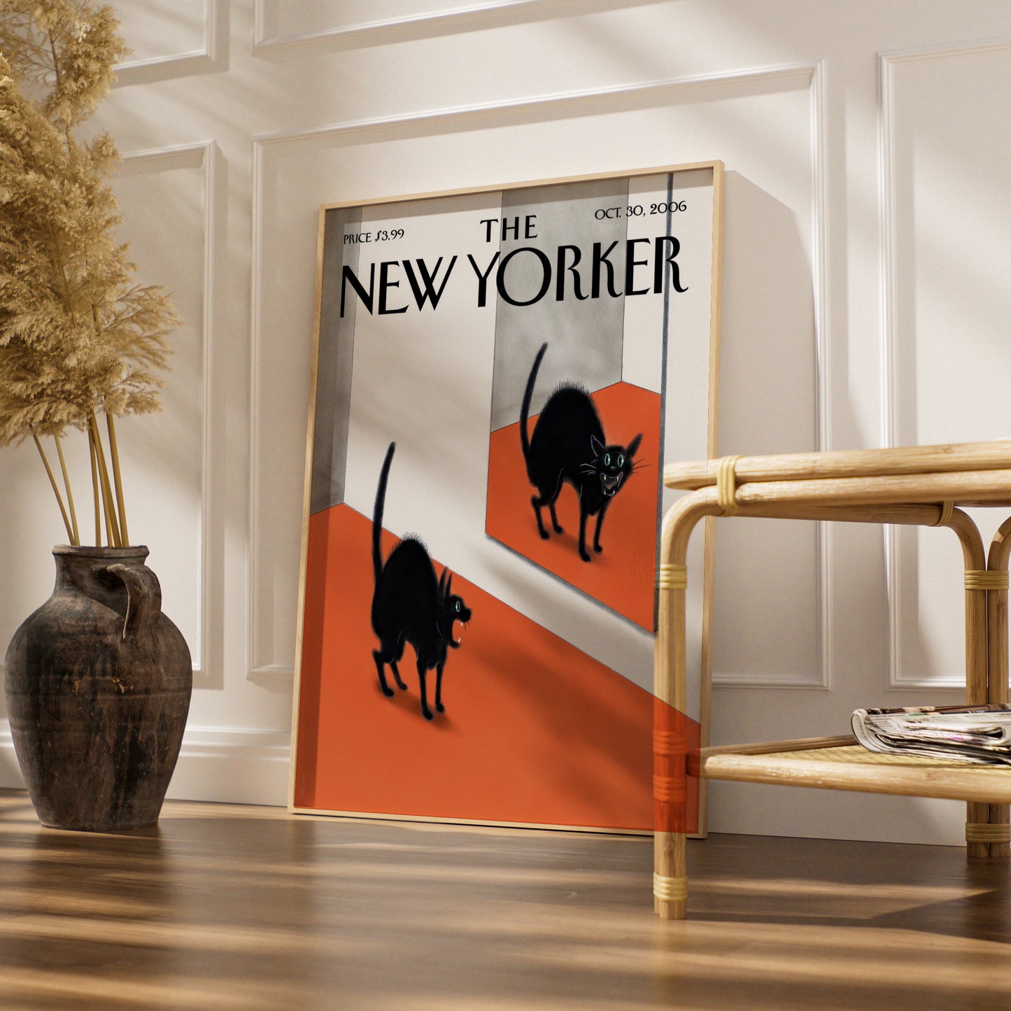 The New Yorker Halloween Black Cat Mirror Poster, October 2006 Cover Wall Art Print